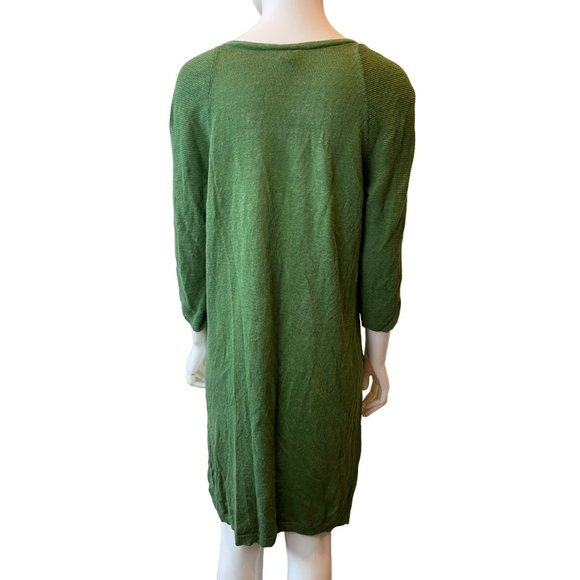 J. Jill Womens Tunic Sweater Dress 0206708 Slit Hem 3/4 Sleeve Green Size Medium - Picture 2 of 8